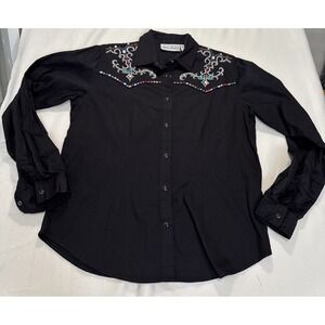 Vintage Adobe Rose Western Women's Size Large‎ Shirt Jewels